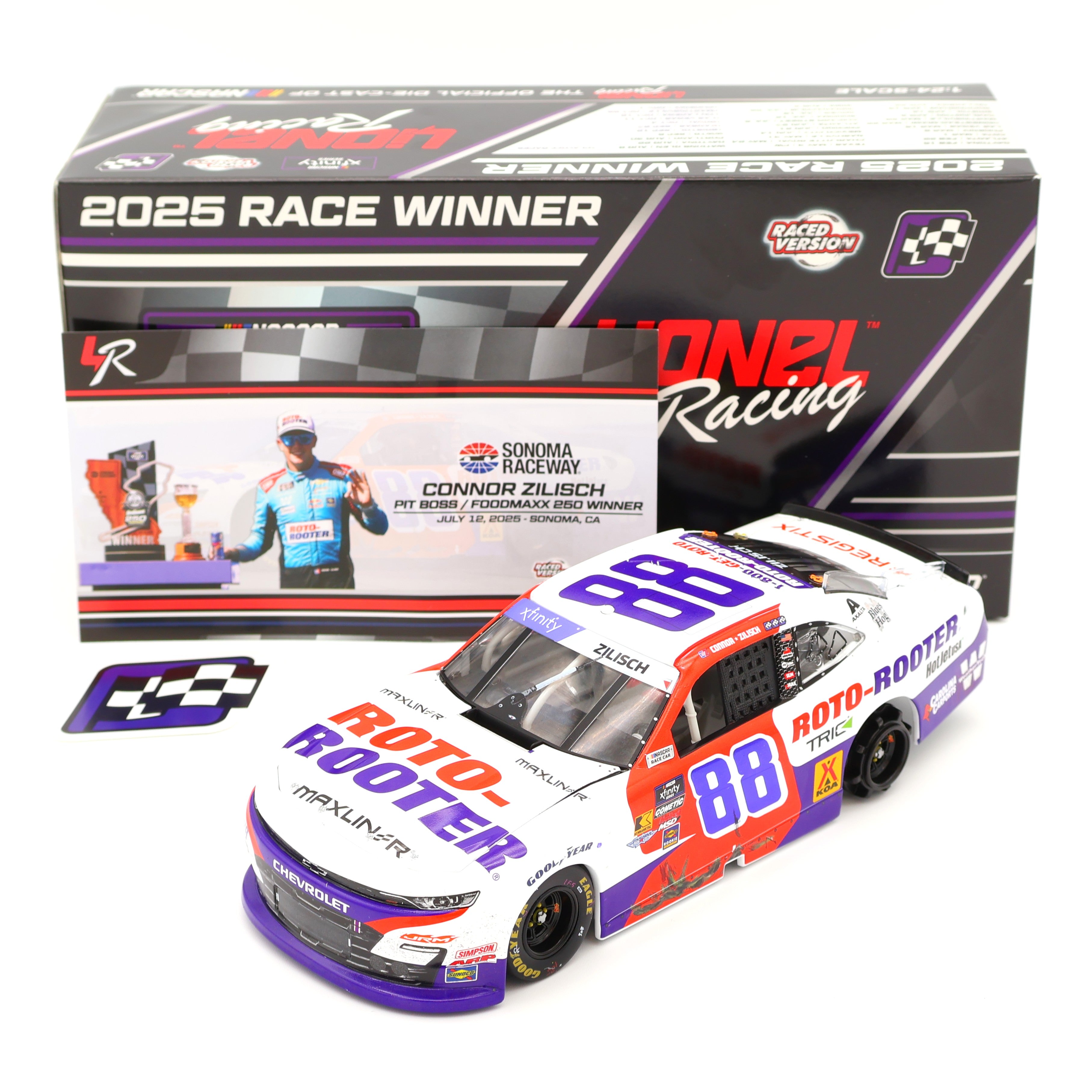 Connor Zilisch 2025 Roto-Rooter Sonoma Win 1:24 Nascar Diecast