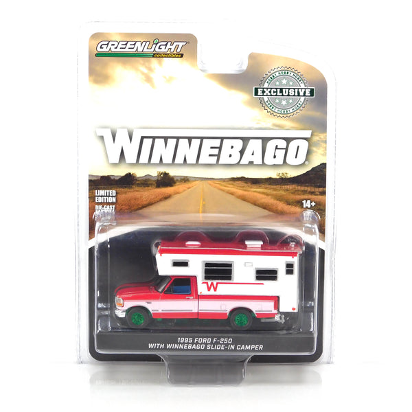 Green Machine Hobby Exclusive 30449 1995 Ford F-250 Long Bed with Winnebago Camper 1:64 Diecast