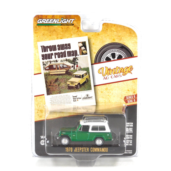 Green Machine Vintage Ad Cars 39090C 1970 Jeepster Commando 1:64 Diecast