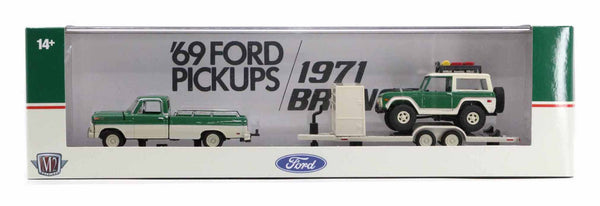 1969 Ford F-100 & 1971 Ford Bronco M2 Machines 1:64 Scale Auto Haulers Release 72