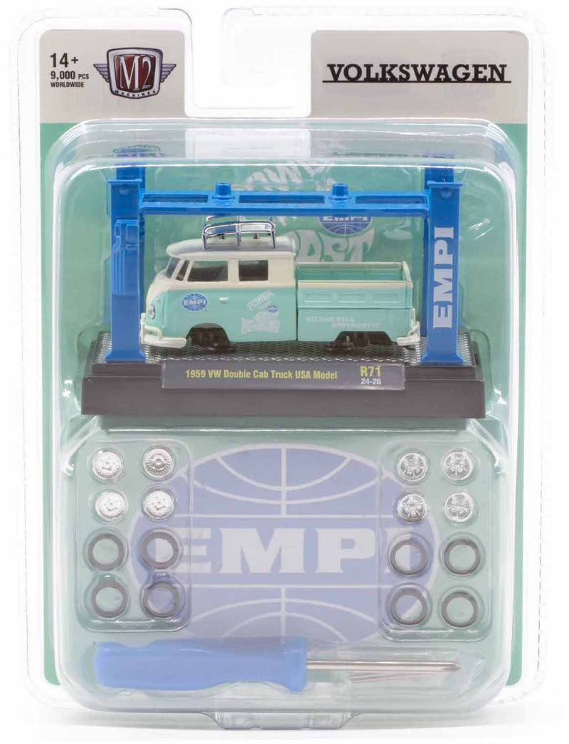 1959 Volkswagen Double Cab Truck EMPI M2 Machines 1:64 Scale Model Kit Release 71