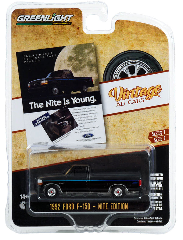 Vintage Ad Cars 39100F 1992 Ford F-150 Nite Edition 1:64 Diecast