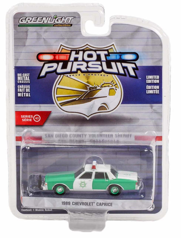 Hot Pursuit 42980B 1989 Chevrolet Caprice San Diego Sheriff 1:64 Diecast
