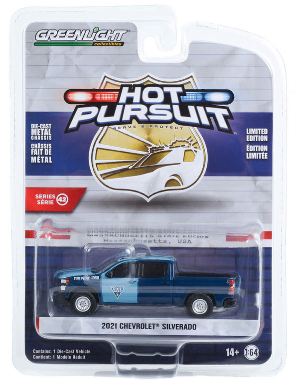 Hot Pursuit 43000E 2021 Chevrolet Silverado Massachusetts State Police 1:64 Diecast