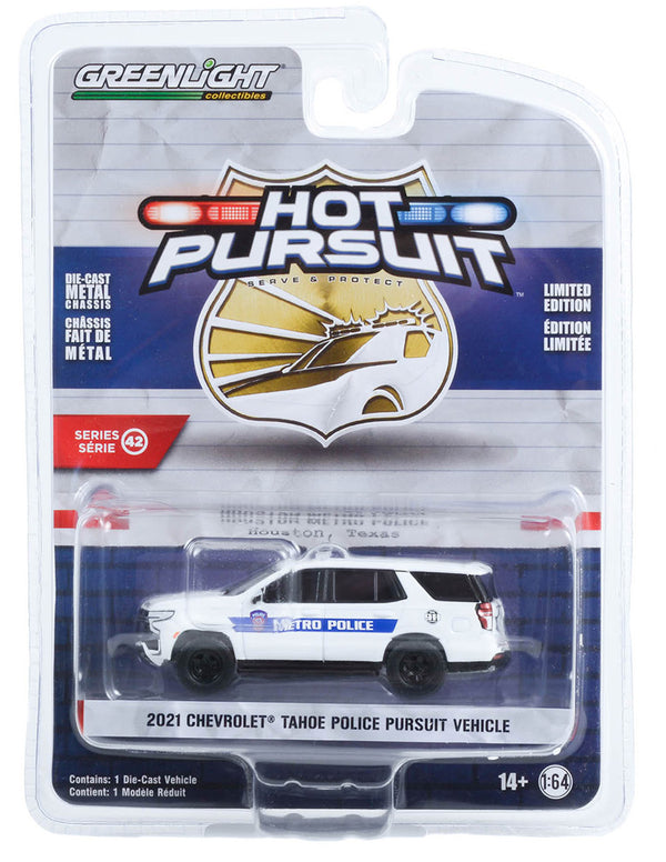 Hot Pursuit 43000F 2021 Chevrolet Tahoe Texas Metro Police 1:64 Diecast