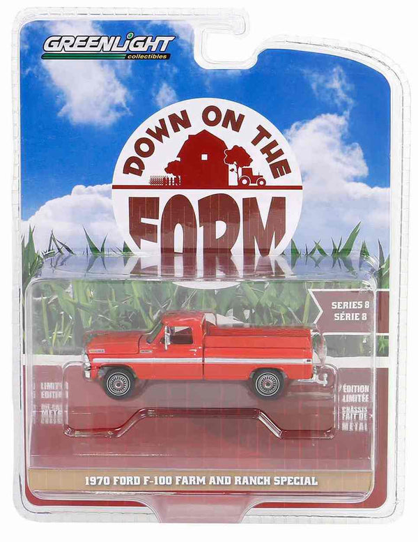Down on the Farm Series 8 48080-B 1970 Ford F-100 Farm and Ranch Special 1:64 Diecast