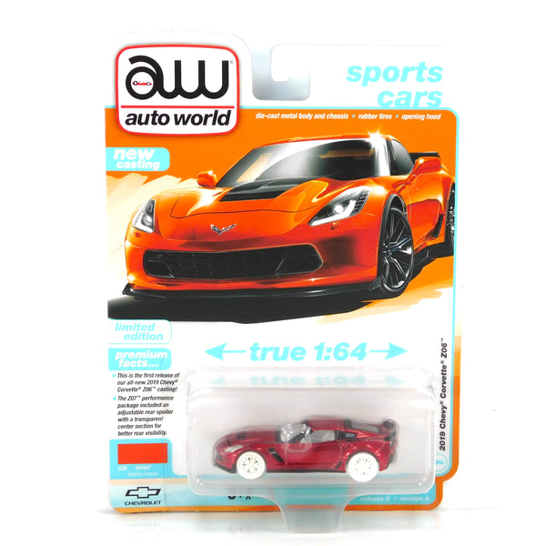 Chase 2019 Chevrolet Corvette Z06 Orange Auto World Premium Series 2024 Release 2A 1:64 Scale