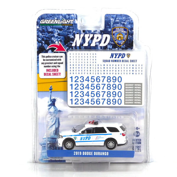 Hobby Exclusive 2019 Dodge Durango NYPD W/ Decal Sheet 1:64 Diecast