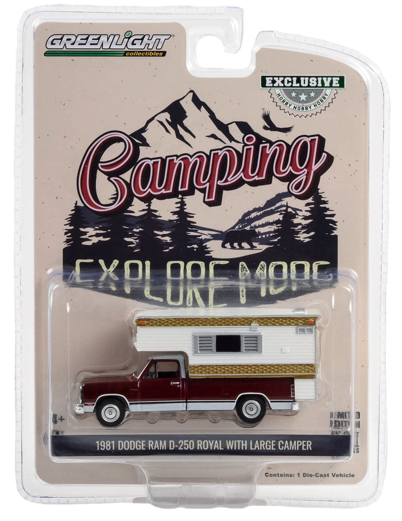 Hobby Exclusive 30409 1981 Dodge Ram D-250 Royal With Large Camper 1:64 Diecast