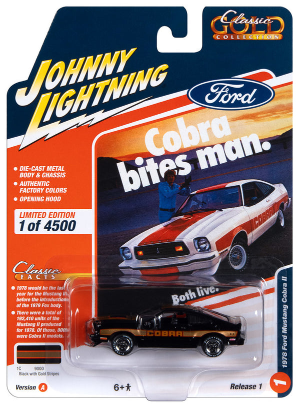 1978 Ford Mustang Cobra II Johnny Lightning Classic Gold 1:64 Scale 2023 Release 1A
