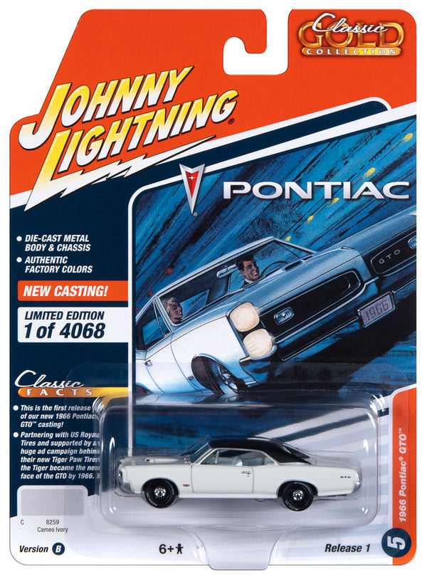 1966 Pontiac GTO Johnny Lightning Classic Gold 1:64 Scale 2023 Release 1B