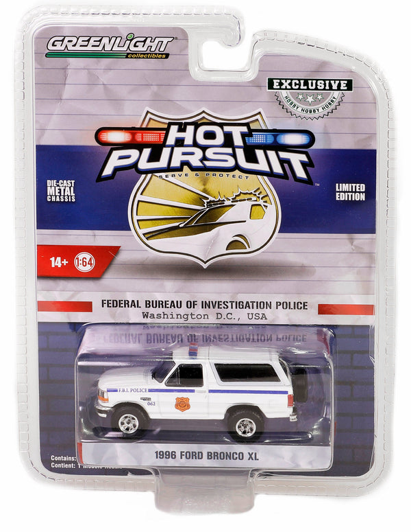 Hot Pursuit Special Edition FBI Police 43025-A 1996 Ford Bronco XL 1:64 Diecast