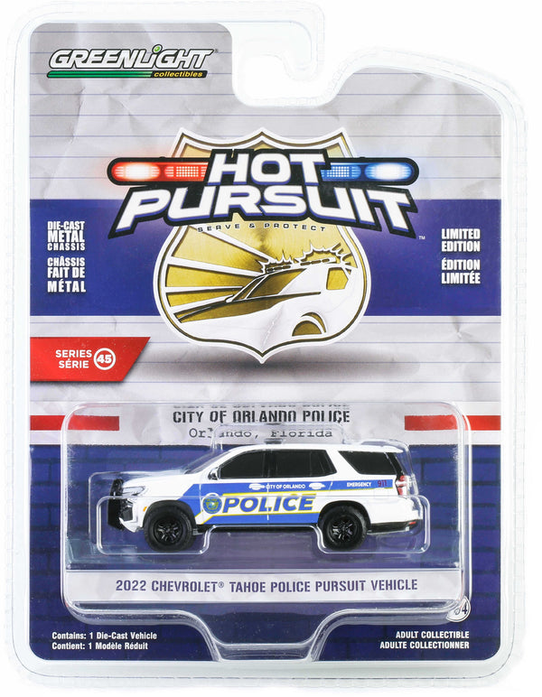 Hot Pursuit 43030E 2022 Chevrolet Tahoe Police City of Orlando Police 1:64 Diecast