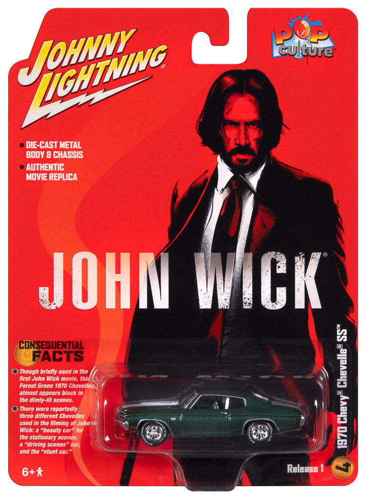 1970 Chevrolet Chevelle SS John Wick Johnny Lightning Pop Culture 1:64 Scale