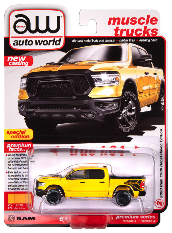 2023 Dodge Ram Rebel Havoc Edition Baja Yellow Auto World Premium Series 1:64 Scale