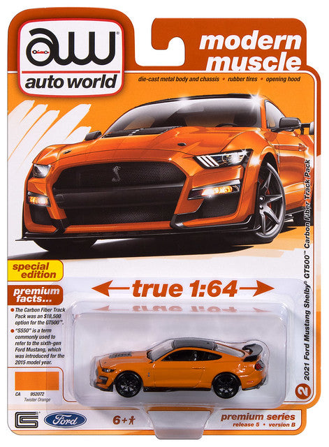 2021 Ford Mustang Shelby GT500 Orange Auto World Premium Series 1:64 Scale