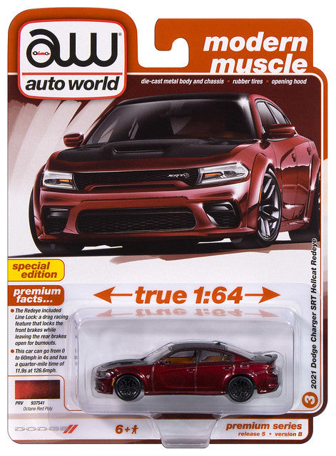 2021 Dodge Charger SRT Hellcat Redeye Red Auto World Premium Series 1:64 Scale