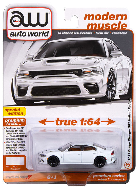 2021 Dodge Charger SRT Hellcat Redeye White Auto World Premium Series 1:64 Scale