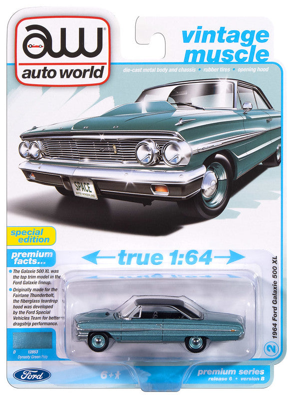 1964 Ford Galaxie 500 Green Auto World Premium Series 6 1:64 Scale