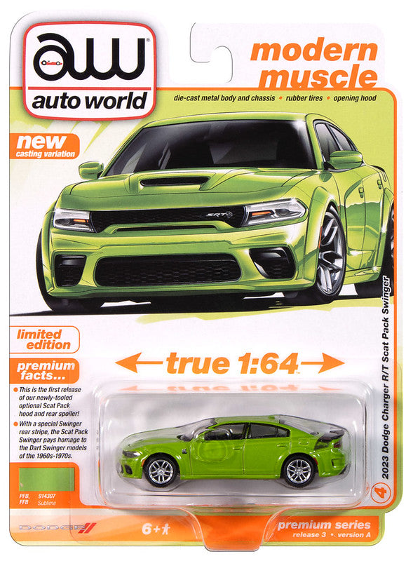 2023 Dodge Charger Swinger R/T Scat Pack Green Auto World Premium 1:64 Scale