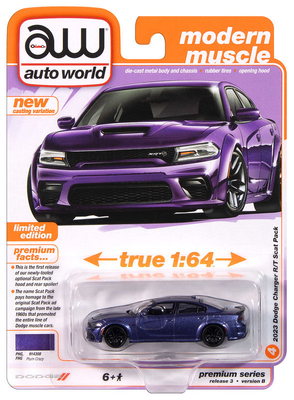 2023 Dodge Charger Swinger R/T Scat Pack Purple Auto World Premium 1:64 Scale