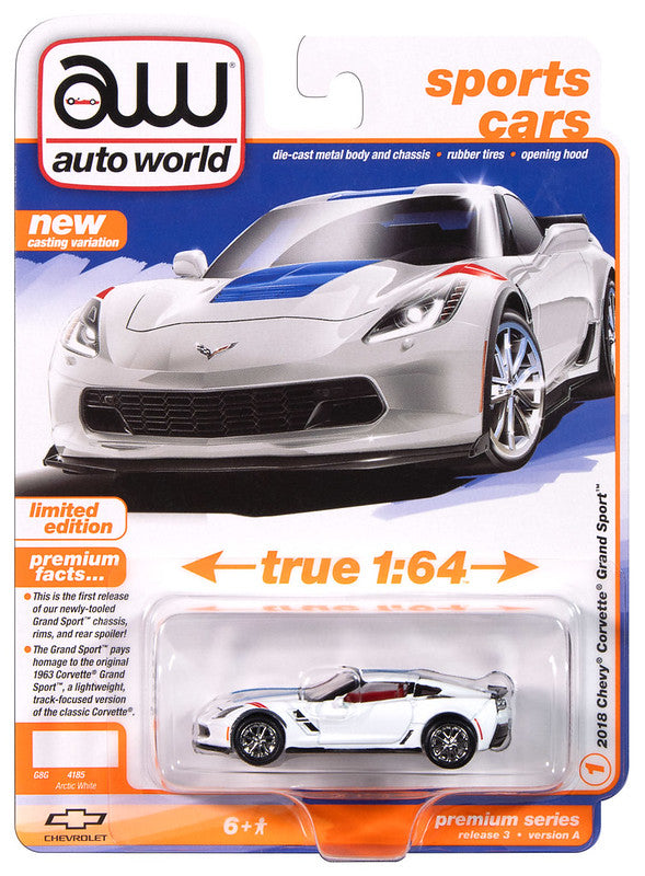 2018 Chevy Corvette Grand Sport White Auto World Premium 1:64 Scale