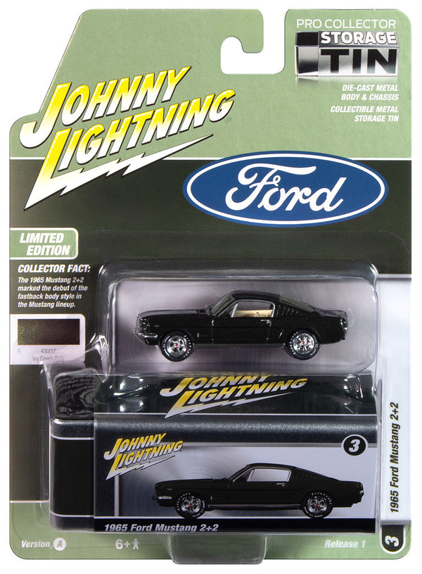 1965 Ford Mustang Fastback Green Johnny Lightning Collectors Tin 1:64 Scale
