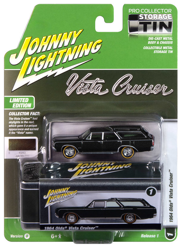 1964 Oldsmobile Vista Cruiser Brown Johnny Lightning Collectors Tin 1:64 Scale