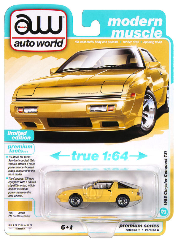 1988 Chrysler Conquest TSi Yellow Auto World Premium 1:64 Scale