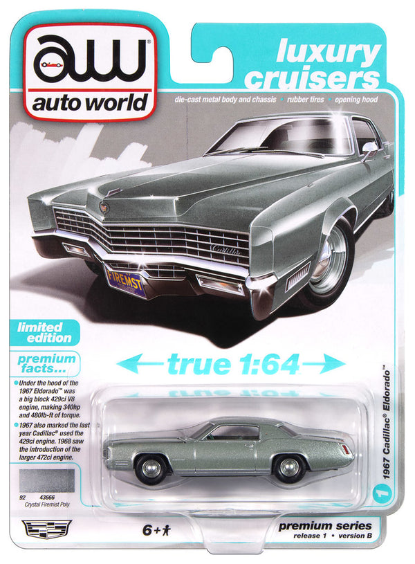 1967 Cadillac Eldorado Silver Auto World Premium 1:64 Scale