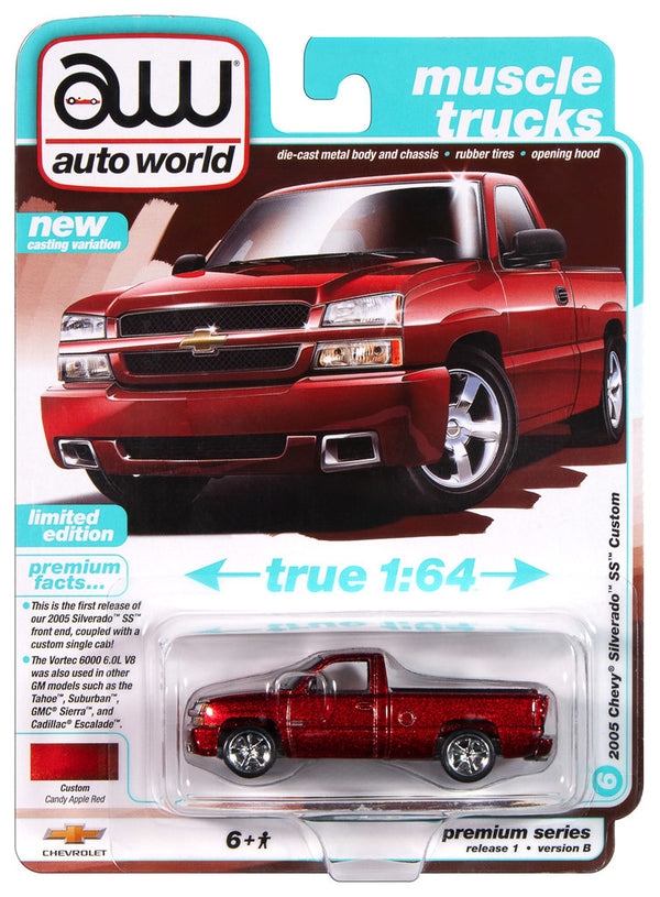 2005 Chevy Silverado SS Custom Red Auto World Premium 1:64 Scale