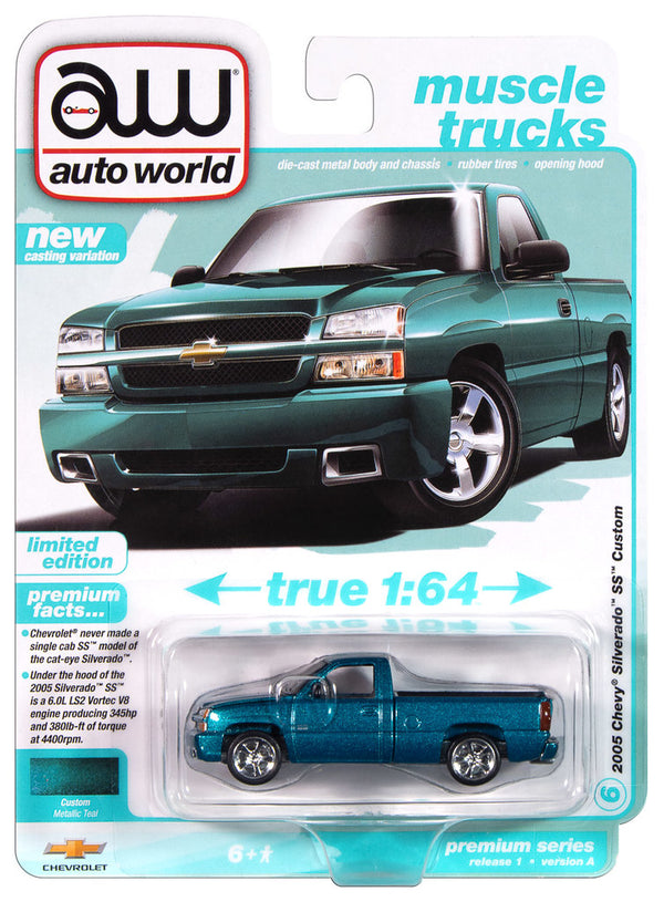 2005 Chevy Silverado SS Custom Teal Auto World Premium 1:64 Scale