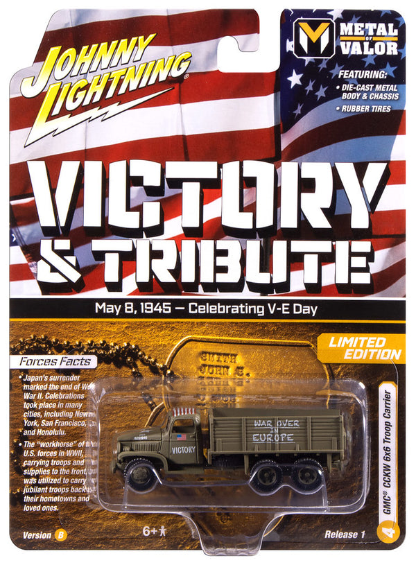 WWII GMC CCKW 6x6 Troop Carrier EU Johnny Lightning Metal of Valor 1:64 Scale
