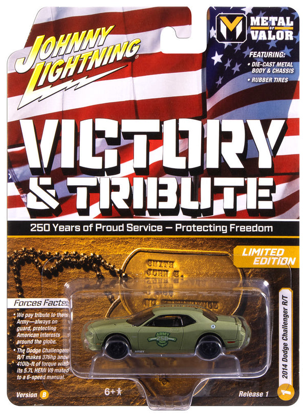 2014 Dodge Challenger Green Johnny Lightning Metal of Valor 1:64 Scale