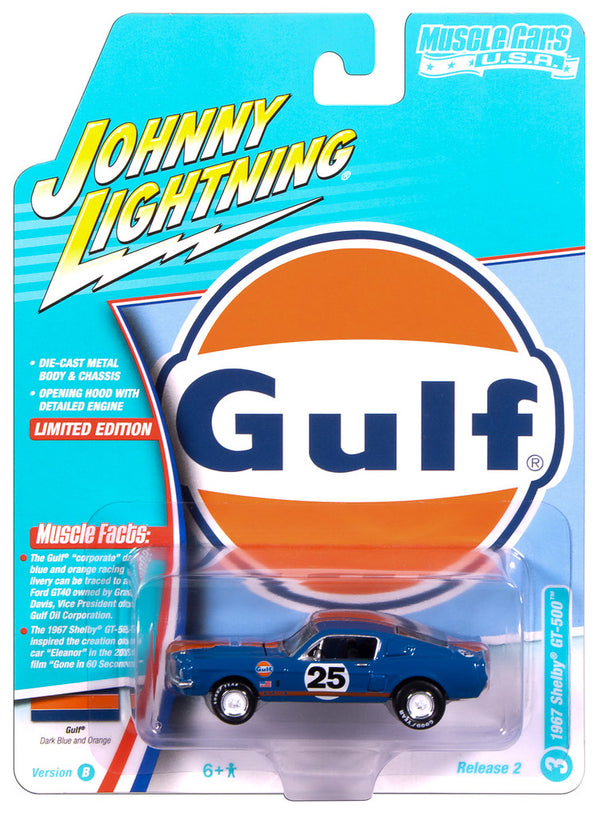 1967 Shelby GT-500 Gulf Oil Dark Blue Johnny Lightning Muscle Cars 1:64 Scale
