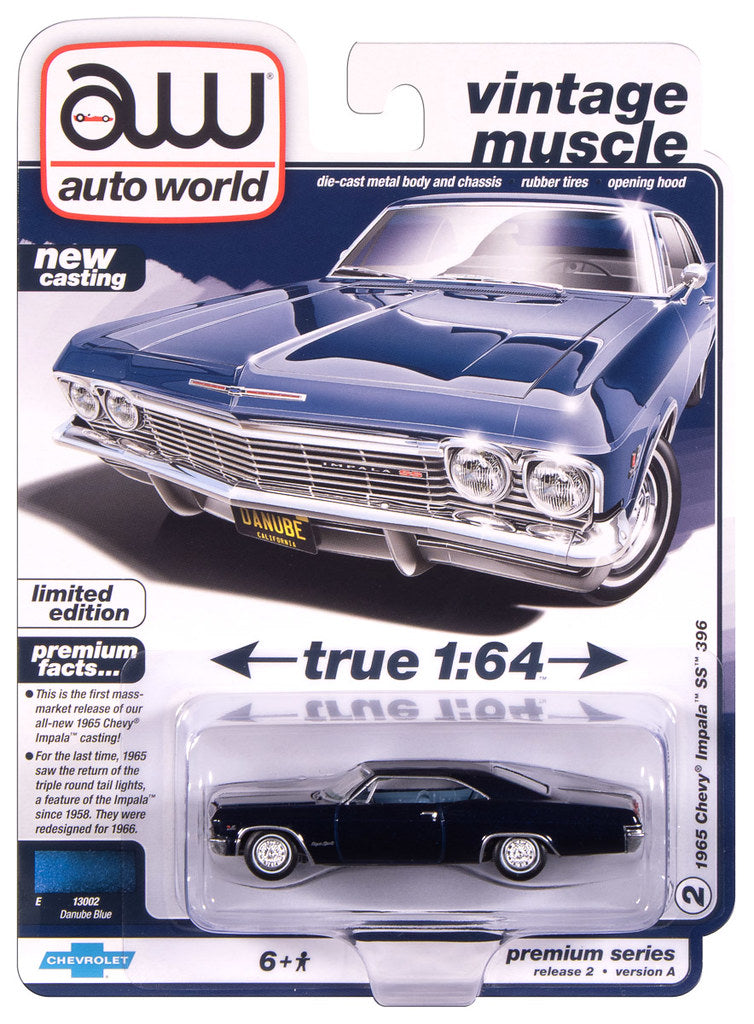 1965 Chevrolet Impala Blue Auto World Premium 1:64 Scale