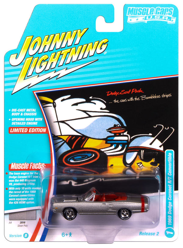 1969 Dodge Coronet R/T Silver Johnny Lightning Muscle Cars 1:64 Scale