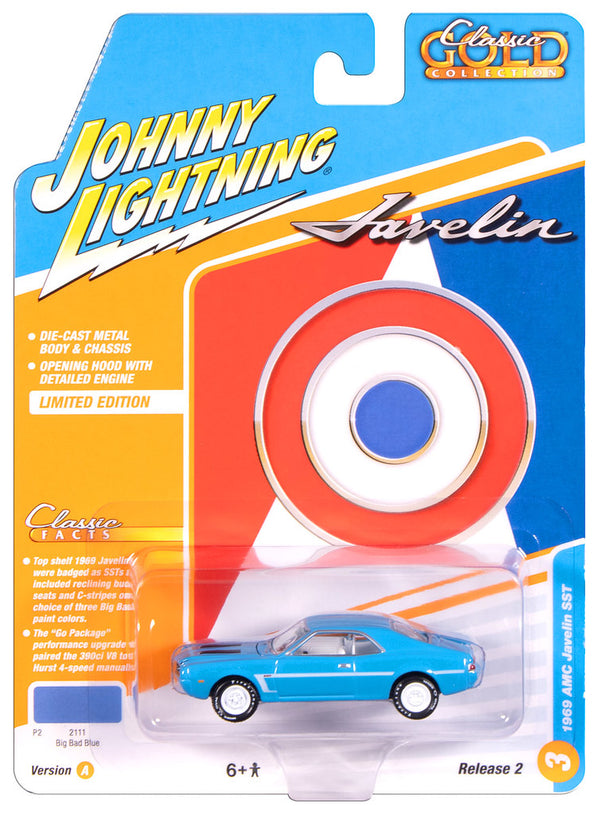 1969 AMC Javelin Blue Johnny Lightning Classic Gold 1:64 Scale 2025 R2