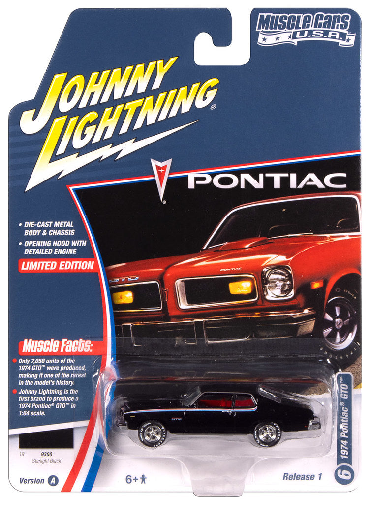 1974 Pontiac GTO Black Johnny Lightning Muscle Cars USA 1:64 Scale