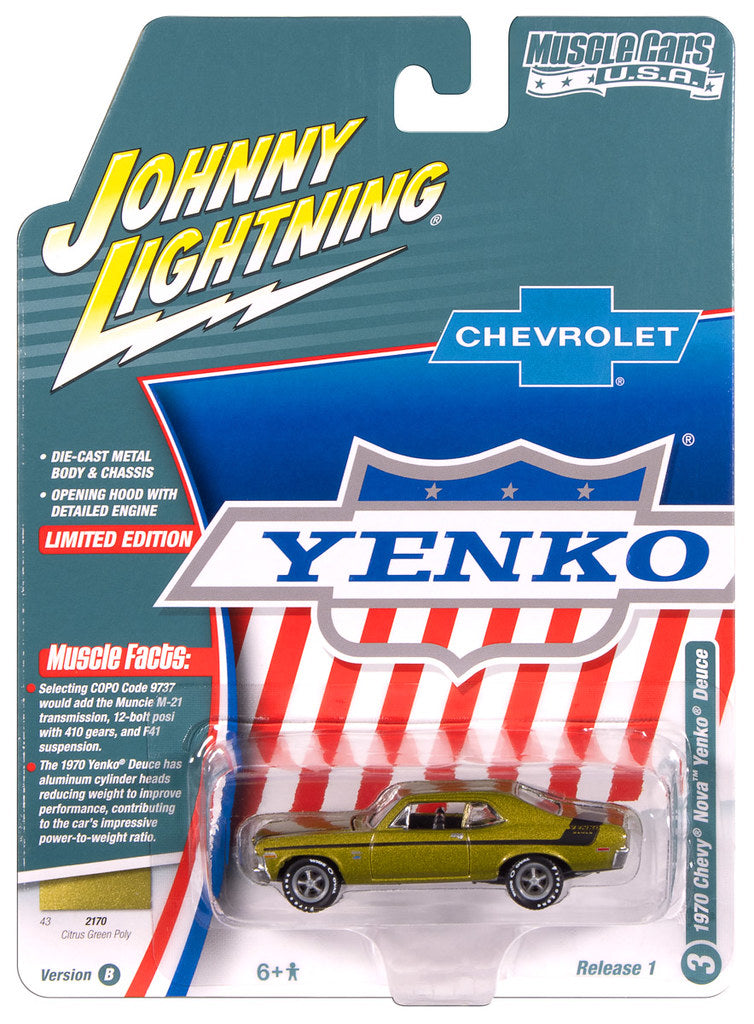 1970 Yenko Deuce Chevy Nova Green Johnny Lightning Muscle Cars USA 1:64 Scale