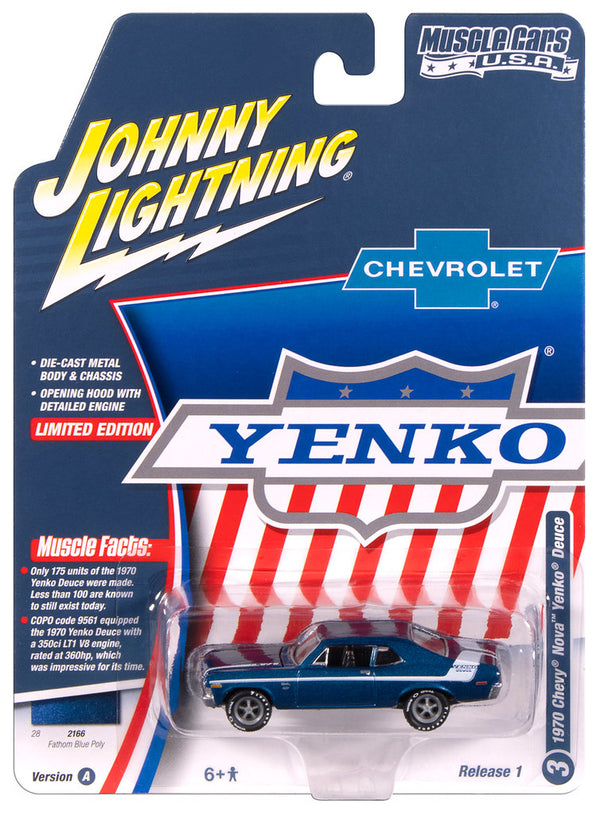 1970 Yenko Deuce Chevy Nova Blue Johnny Lightning Muscle Cars USA 1:64 Scale