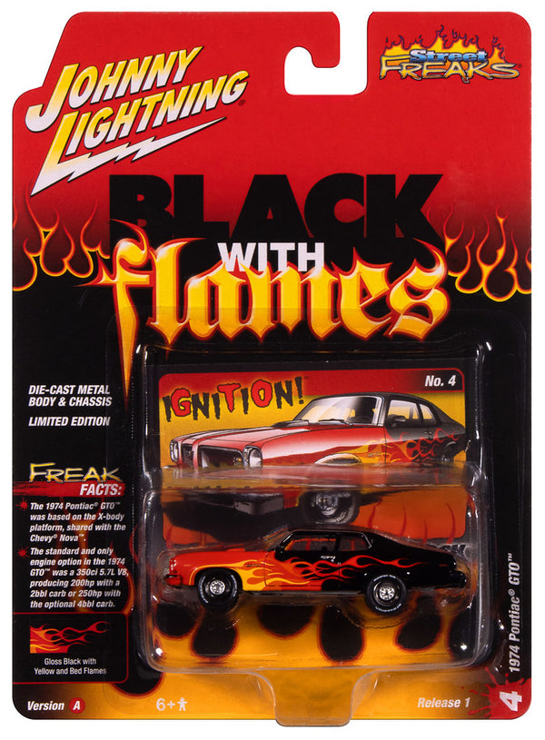 1974 Pontiac GTO Orange Flames Johnny Lightning Street Freaks 1:64 Scale