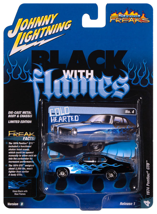 1974 Pontiac GTO Blue Flames Johnny Lightning Street Freaks 1:64 Scale