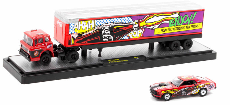1957 Ford COE 1970 Mustang M2 Machines 1:64 Scale Auto Haulers Coca-