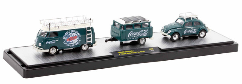 1960 Volkswagen Van & 1953 Beetle M2 Machines 1:64 Scale Auto Haulers Coca-Cola Release TW32