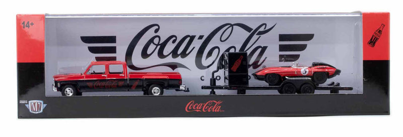 1973 GMC Sierra 3500 & 1959 Corvette XP-86 M2 Machines 1:64 Scale Auto Haulers Coca-Cola Release TW32