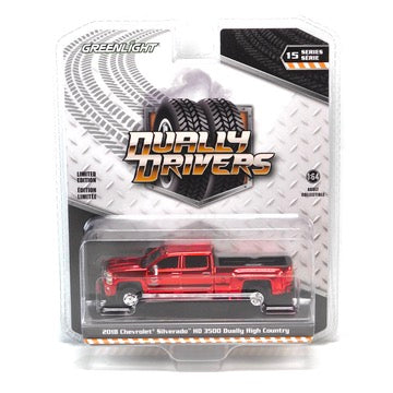 Chrome Machine Dually Drivers 46150D 2018 Chevrolet Silverado 3500 HD Dually 1:64 Diecast