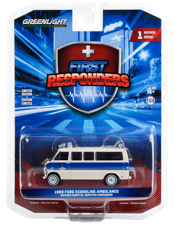 First Responders 67040A 1969 Ford Econoline Ambulance Ontario Canada 1:64 Diecast