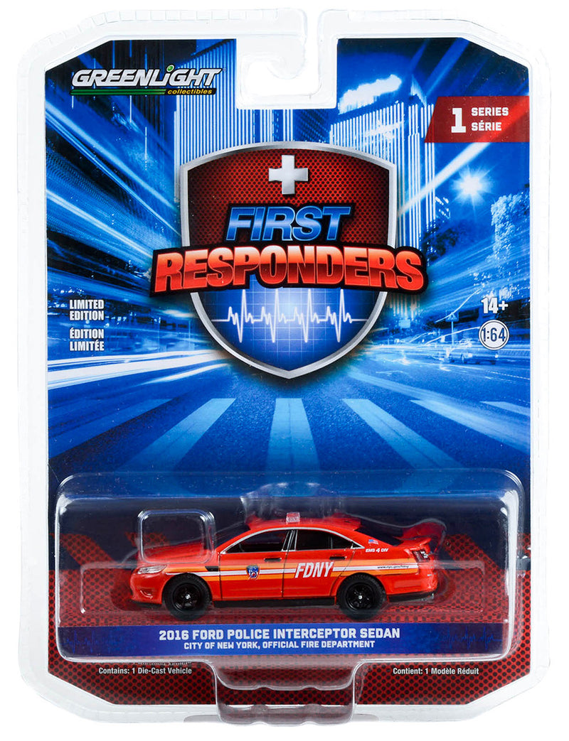 First Responders 67040C 2016 Ford Police Interceptor Sedan FDNY 1:64 Diecast