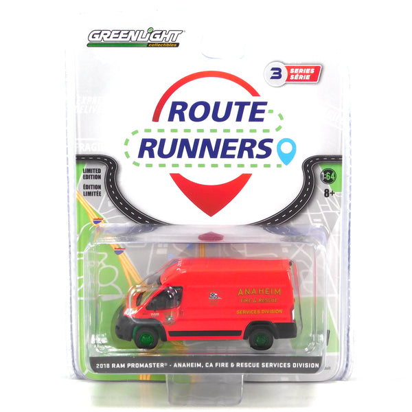 Green Machine Route Runners 53030D 2018 Ram ProMaster 2500 Anaheim Fire 1:64 Diecast